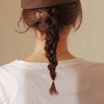 ベレー帽　セミロングヘアアレンジ